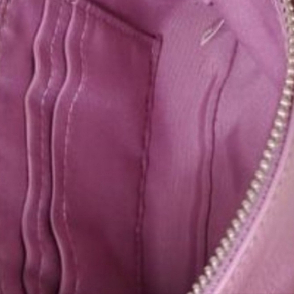 Coach Pink Sherling Trim Genuine Leather Mini Handbag Wristlet W/ Hangtag Pompom - Picture 2 of 6